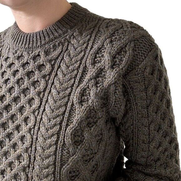 NWT Womens Aran Sweater Market Wool Olive Green Irish Fisherman Sweater Sz M - Picture 13 of 14